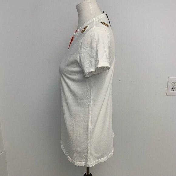 ViCOLO WOMEN LUXURY White TEE TOP BLOUSE With Satin Tie Italy Made Sz XL NWT - Picture 15 of 17